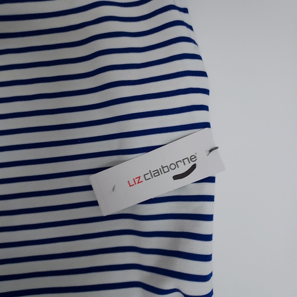 New Vintage Liz Clairnorne Nautical Navy Stripe Layering Shirt Sz Medium - Picture 4 of 5